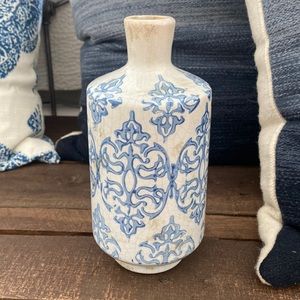 Cute rustic blue and white vase